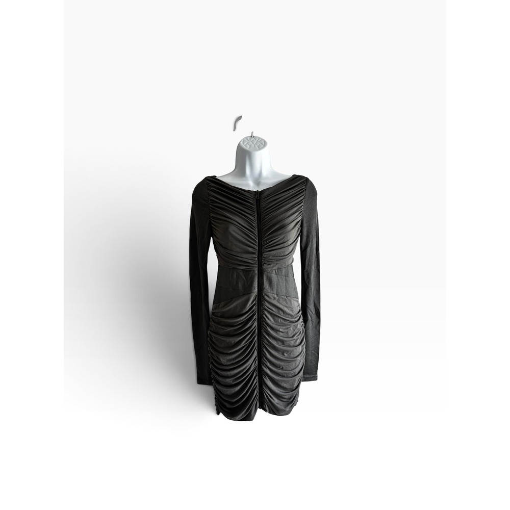 Rag & Bone Ruched Zip Front Mini Dress 2 Gray Long Sleeve Bodycon